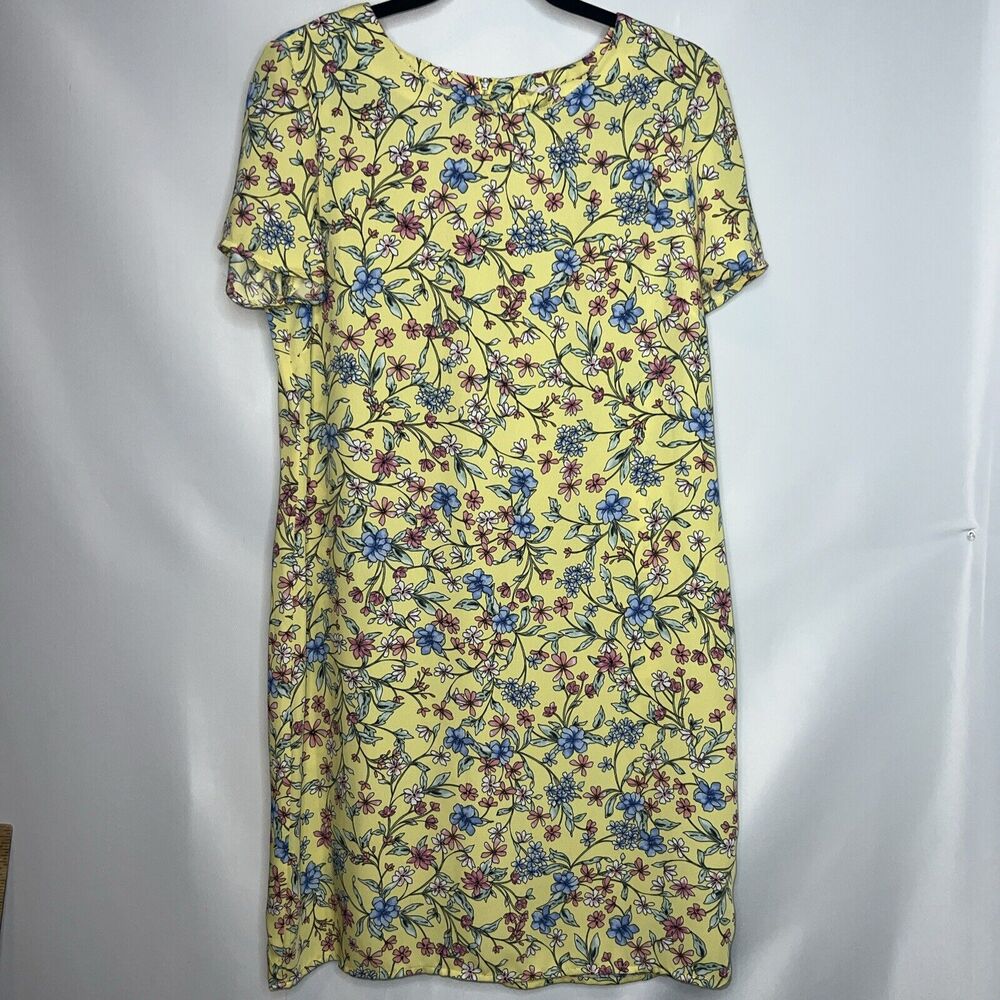 Nanette Lepore Women Size 8 Floral Print Cap Sleeve Dress Yellow Spring Summer